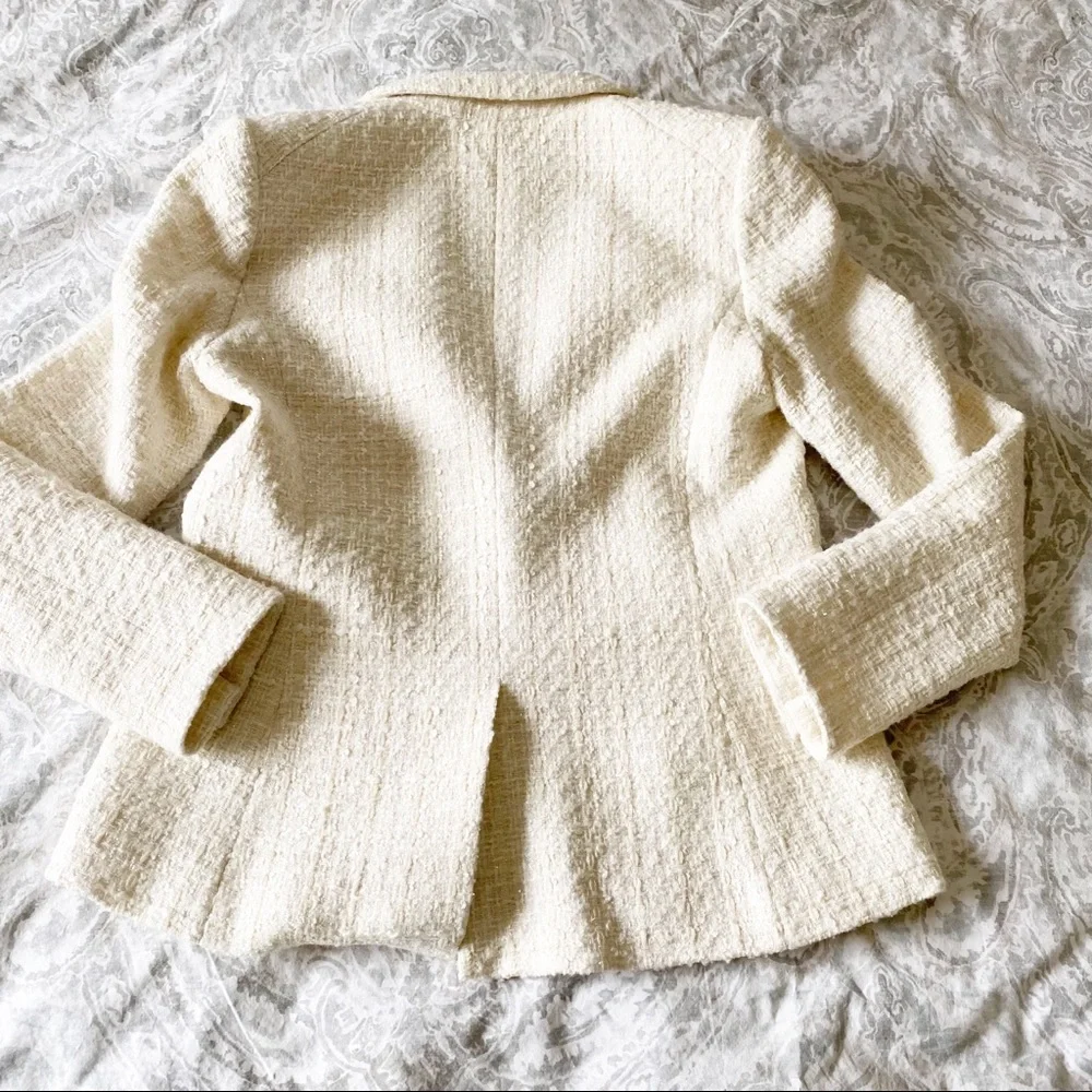 VERONICA BEARD Cutaway Dickey Tweed Jacket 10 Ivory NEW NWOT - Picture 10 of 11